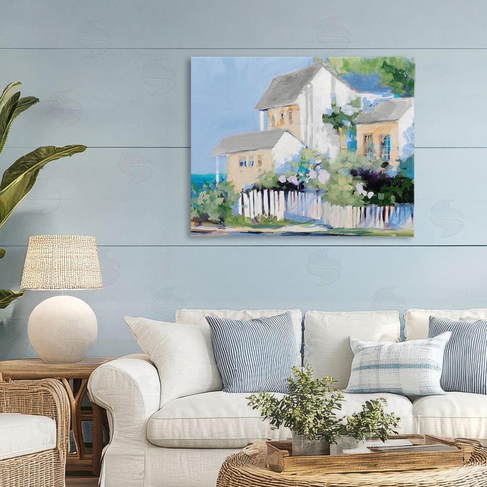 Sundance Graphics Living by the Water Cottage Canvas Wall Art Print in Room
