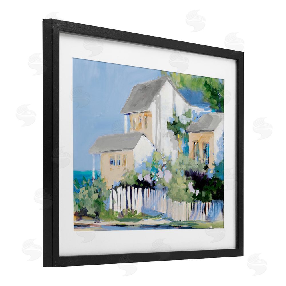 Sundance Graphics Living by the Water Cottage Black Framed Print Under Glass Wall Art