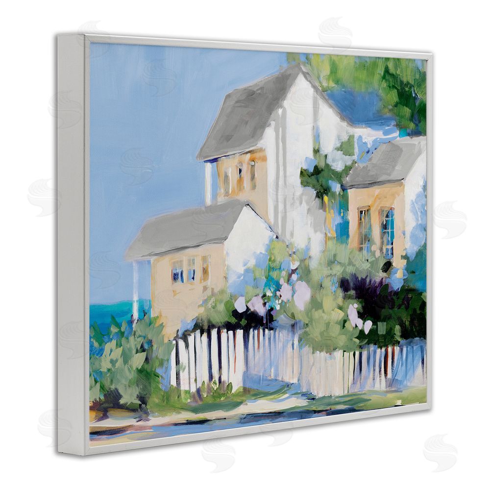 Sundance Graphics Living by the Water Cottage White Framed Giclee Wall Art Print