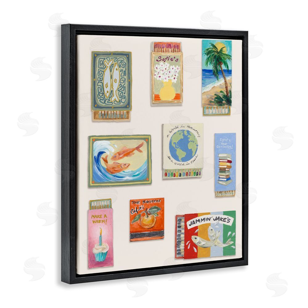 Lanie Loreth World Matchbox Collection Black Floating Frame Canvas Wall Art Print