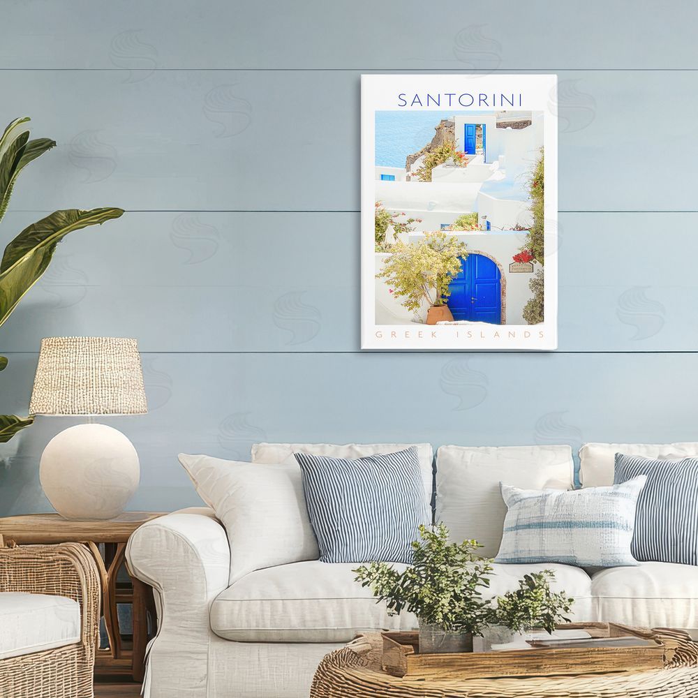 Sundance Graphics Santorini Greek Islands Canvas Wall Art Print in Room