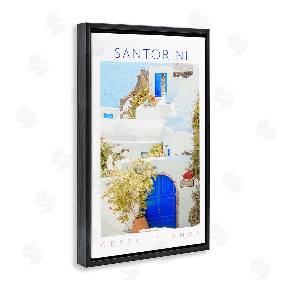 Sundance Graphics Santorini Greek Islands Black Floating Frame Canvas Wall Art Print