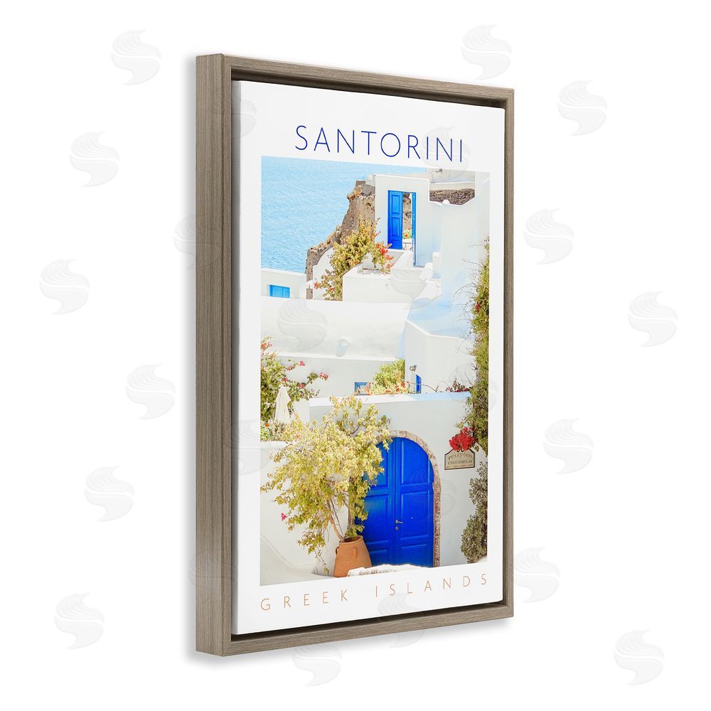 Sundance Graphics Santorini Greek Islands Brown Floating Frame Canvas Wall Art Print
