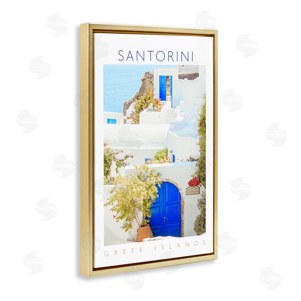 Sundance Graphics Santorini Greek Islands Gold Floating Frame Canvas Wall Art Print