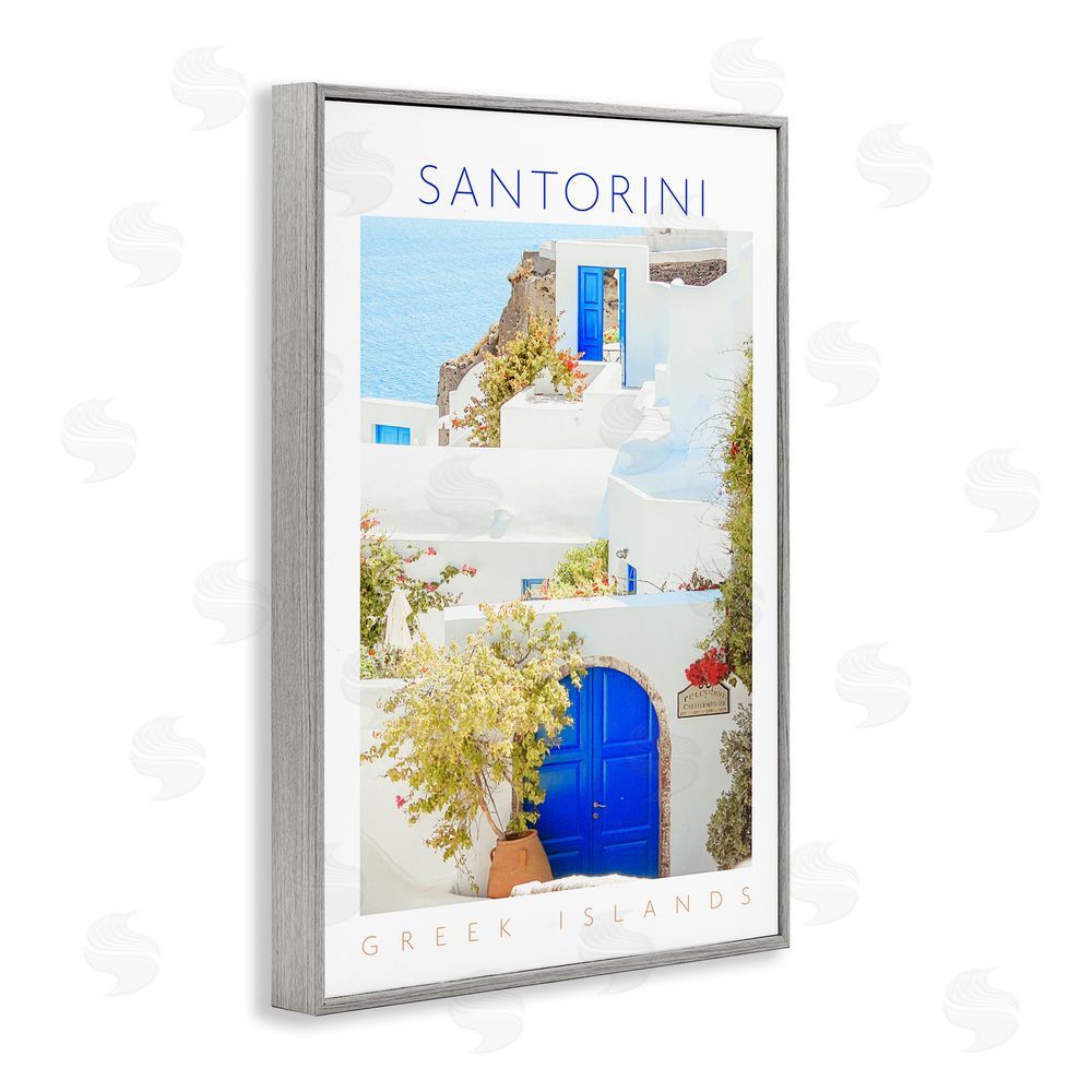 Sundance Graphics Santorini Greek Islands Gray Framed Giclee Wall Art Print