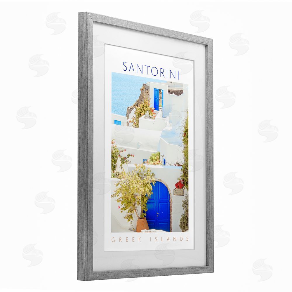 Sundance Graphics Santorini Greek Islands Gray Framed Print Under Glass Wall Art