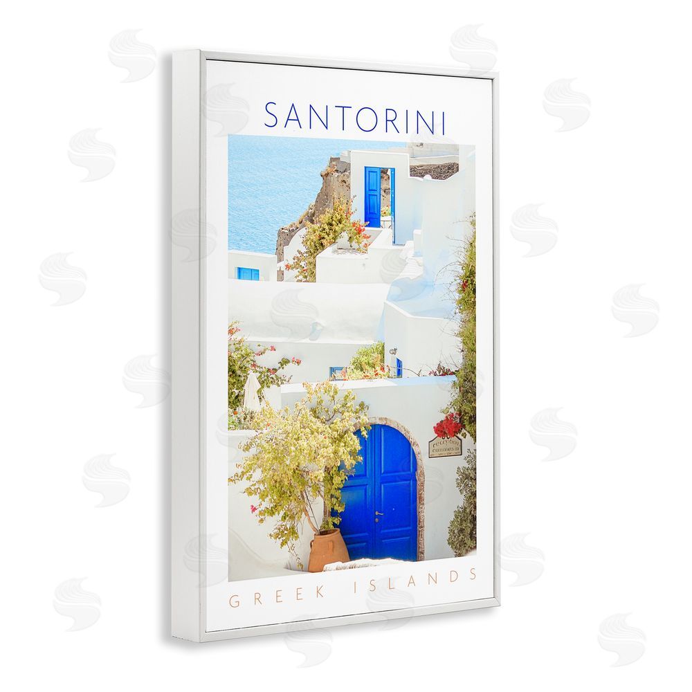 Sundance Graphics Santorini Greek Islands White Framed Giclee Wall Art Print