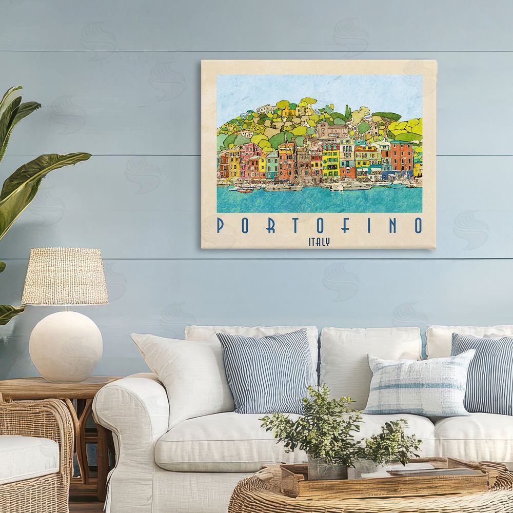 Sundance Graphics Portofino Architecture Poster Canvas Wall Art Print in Room