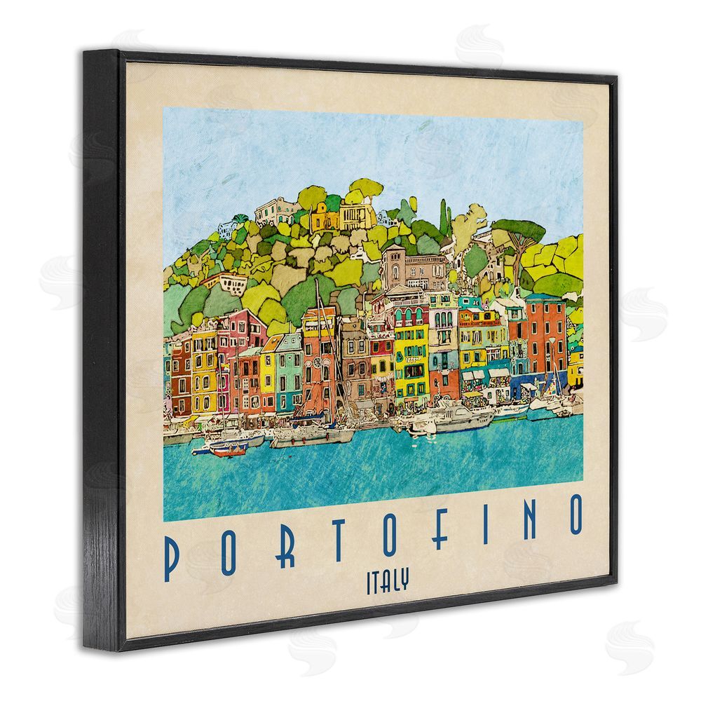 Sundance Graphics Portofino Architecture Poster Black Framed Giclee Wall Art Print