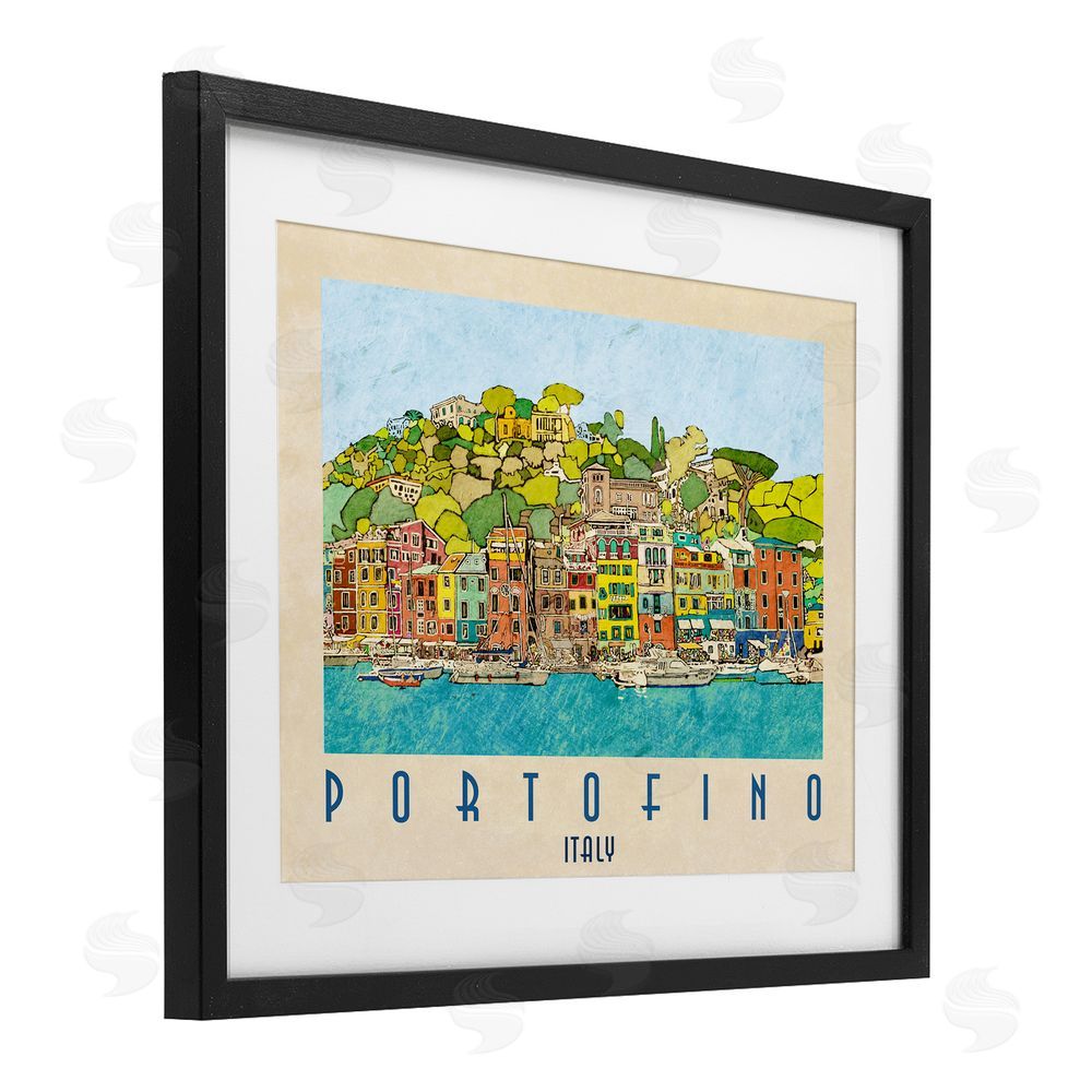 Sundance Graphics Portofino Architecture Poster Black Framed Print Under Glass Wall Art