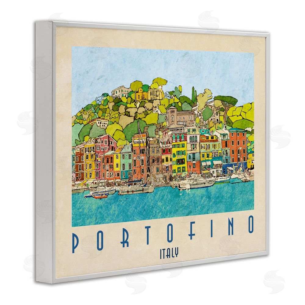 Sundance Graphics Portofino Architecture Poster White Framed Giclee Wall Art Print
