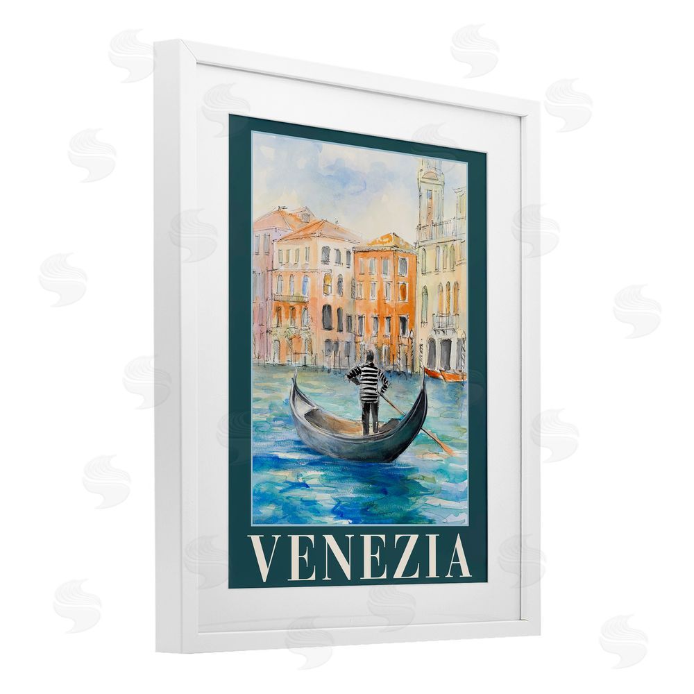 Sundance Graphics Venezia Gondola View White Framed Print Under Glass Wall Art