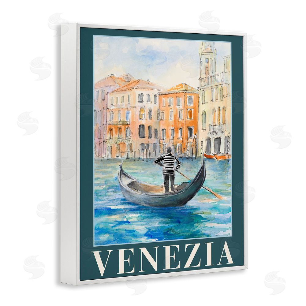 Sundance Graphics Venezia Gondola View White Framed Giclee Wall Art Print
