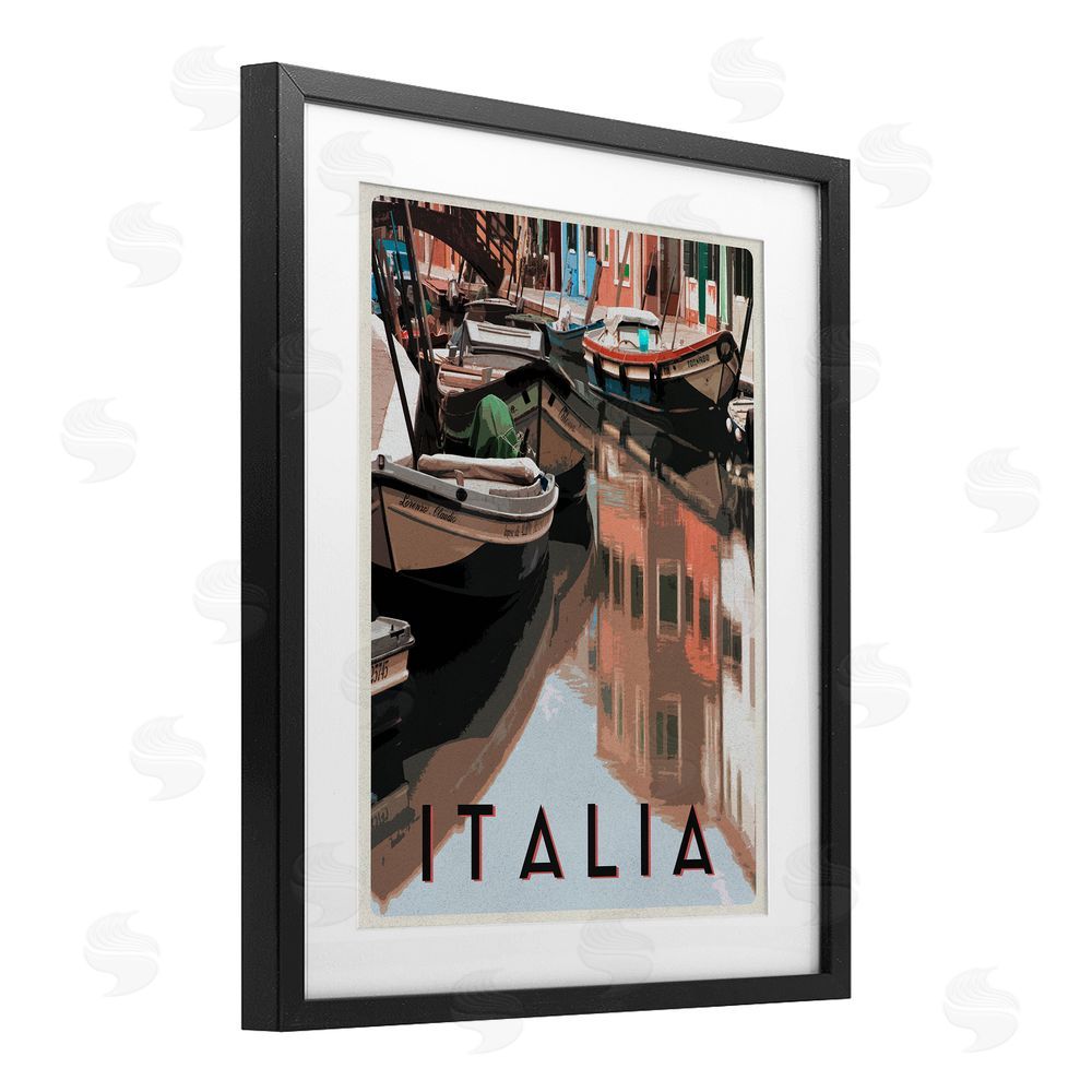 Sundance Graphics Italia Canal Poster Black Framed Print Under Glass Wall Art