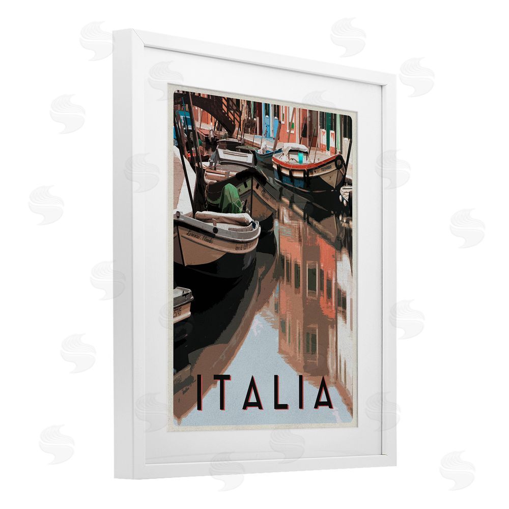 Sundance Graphics Italia Canal Poster White Framed Print Under Glass Wall Art
