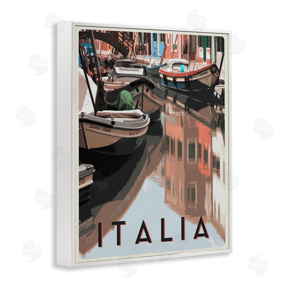 Sundance Graphics Italia Canal Poster White Framed Giclee Wall Art Print