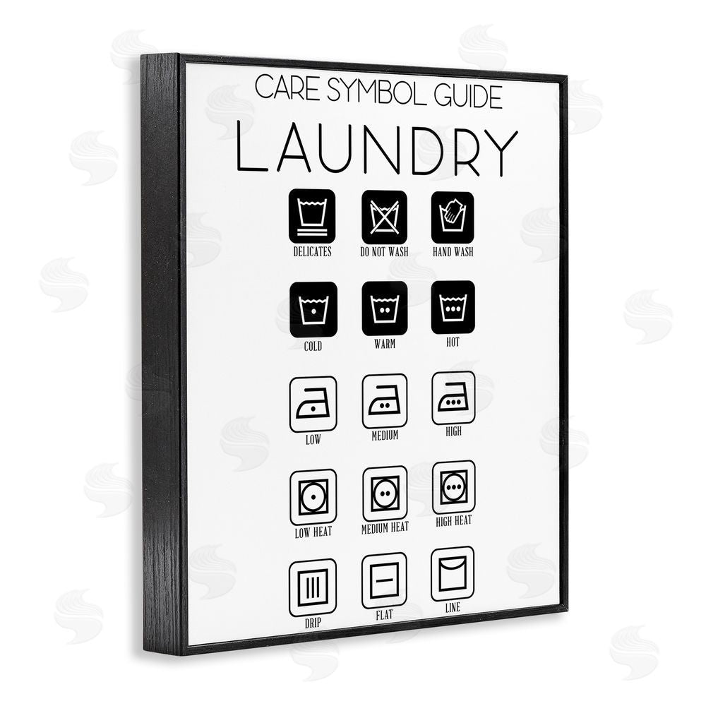 Sundance Graphics Laundry Care Symbol Guide Black Framed Giclee Wall Art Print