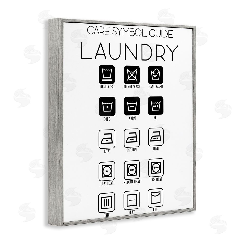 Sundance Graphics Laundry Care Symbol Guide Gray Framed Giclee Wall Art Print