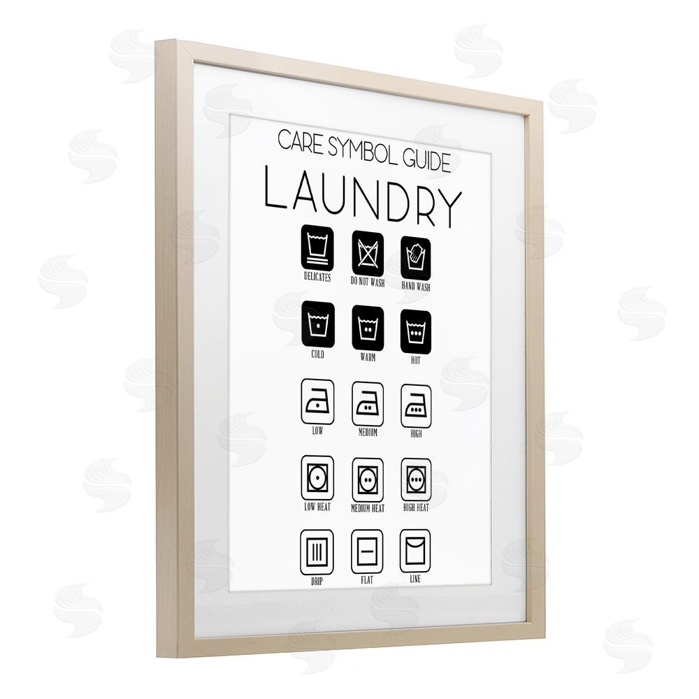 Sundance Graphics Laundry Care Symbol Guide Birch Framed Print Under Glass Wall Art