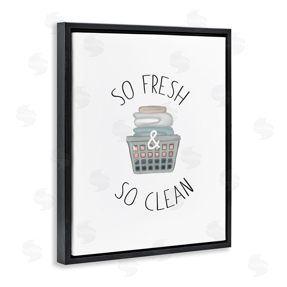 Sundance Graphics So Fresh Laundry Basket Black Floating Frame Canvas Wall Art Print
