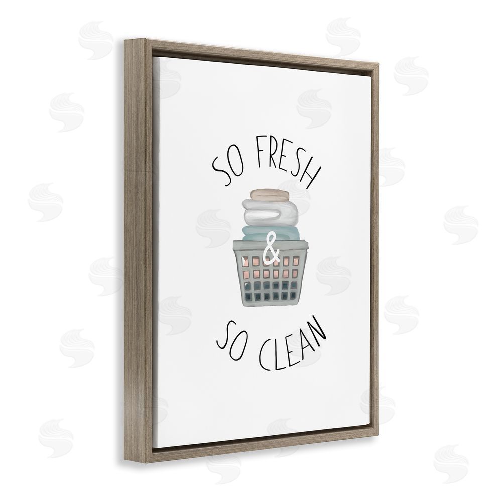 Sundance Graphics So Fresh Laundry Basket Brown Floating Frame Canvas Wall Art Print