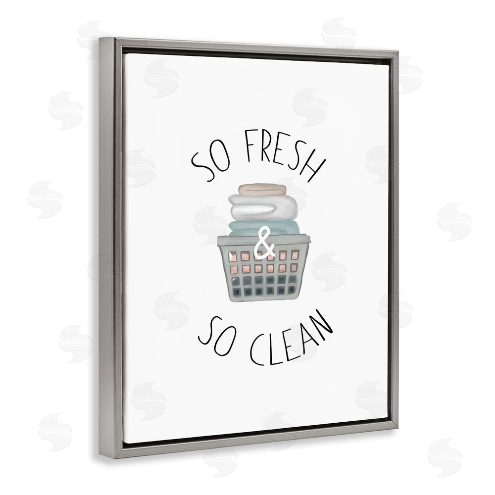 Sundance Graphics So Fresh Laundry Basket Gray Floating Frame Canvas Wall Art Print
