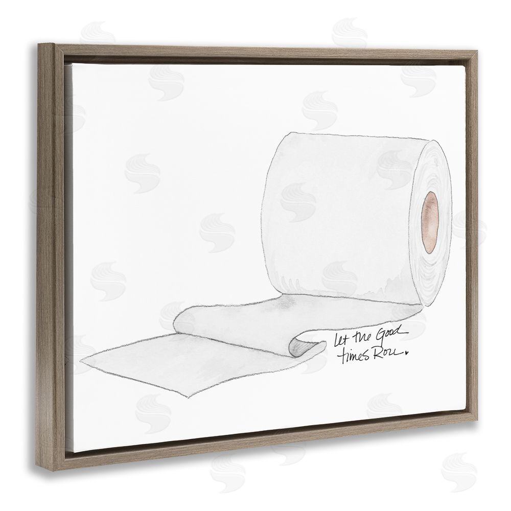Sundance Graphics Good Times Roll Toilet Paper Brown Floating Frame Canvas Wall Art Print