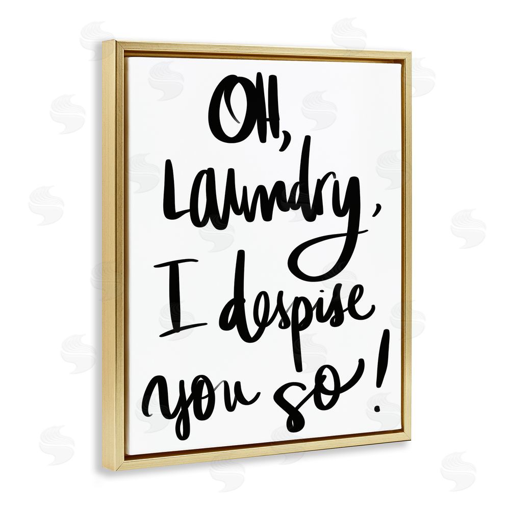 Sundance Graphics Laundry I Despise You Gold Floating Frame Canvas Wall Art Print