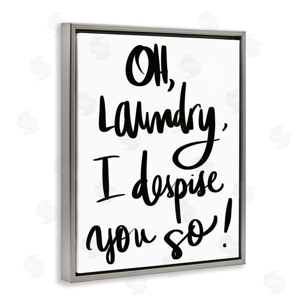 Sundance Graphics Laundry I Despise You Gray Floating Frame Canvas Wall Art Print