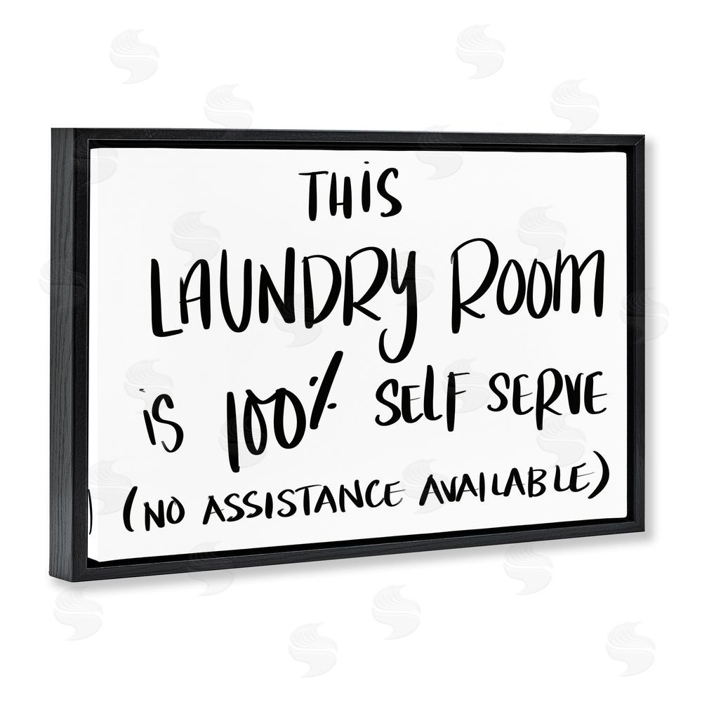 Sundance Graphics Self Serve Laundry No Assistance Black Floating Frame Canvas Wall Art Print