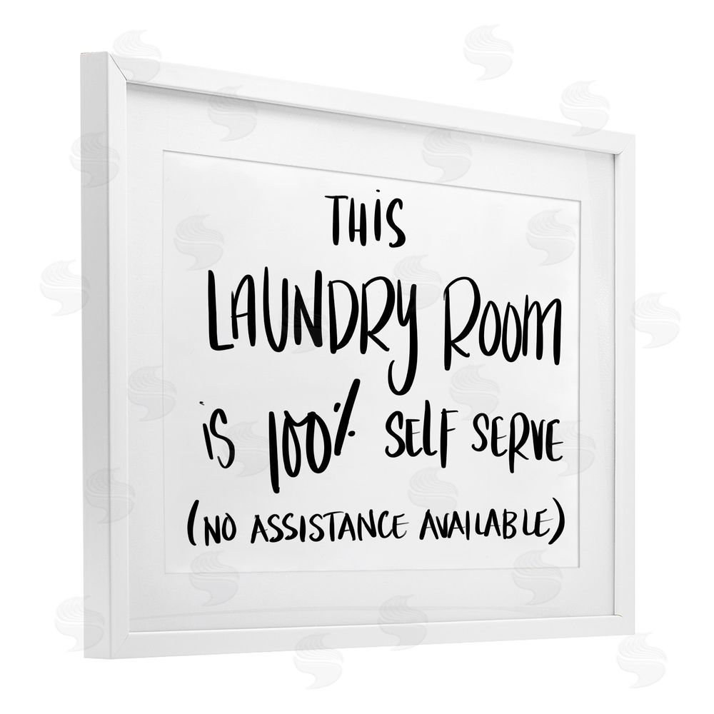 Sundance Graphics Self Serve Laundry No Assistance White Framed Print Under Glass Wall Art