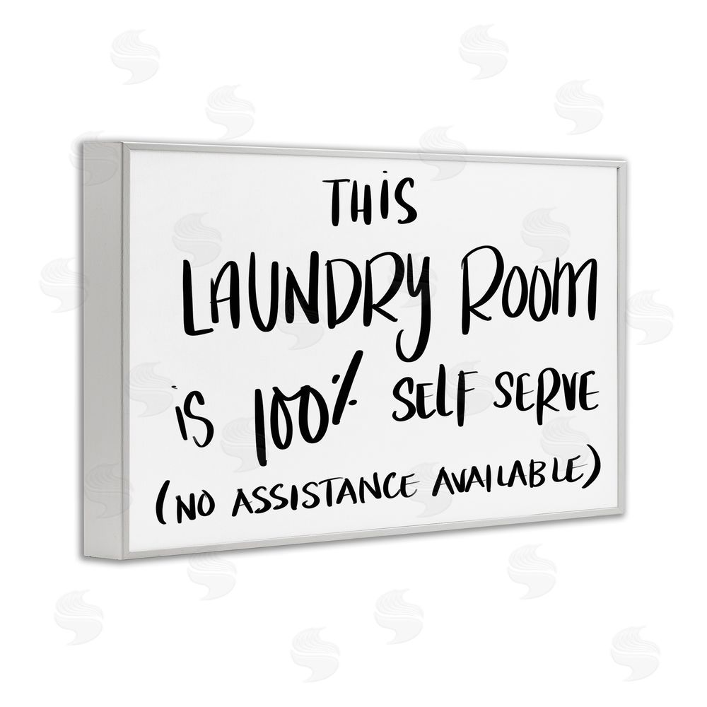 Sundance Graphics Self Serve Laundry No Assistance White Framed Giclee Wall Art Print