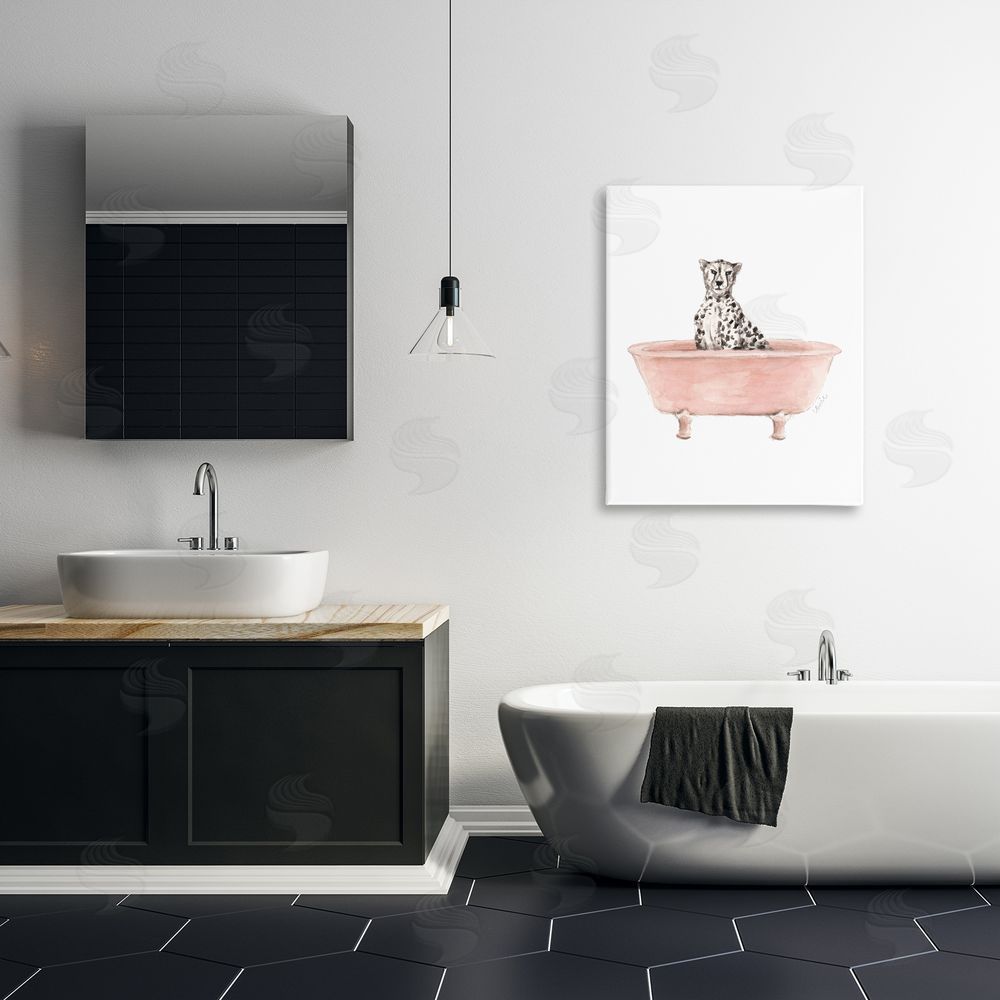 Sundance Graphics Cheetah in Pink Tub Canvas Wall Art Print in Room