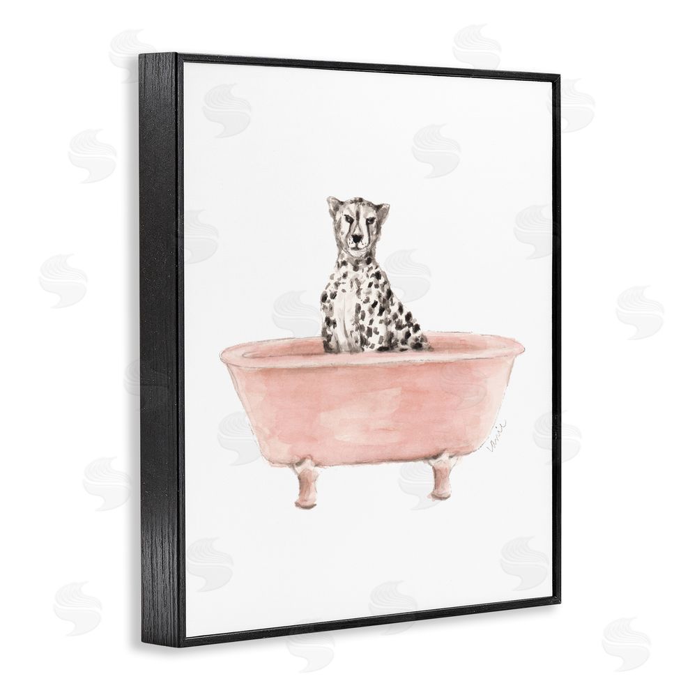 Sundance Graphics Cheetah in Pink Tub Black Framed Giclee Wall Art Print