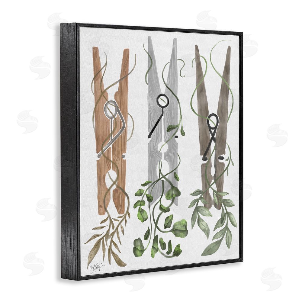 Sundance Graphics Ivy Wrapped Clothespins Black Framed Giclee Wall Art Print