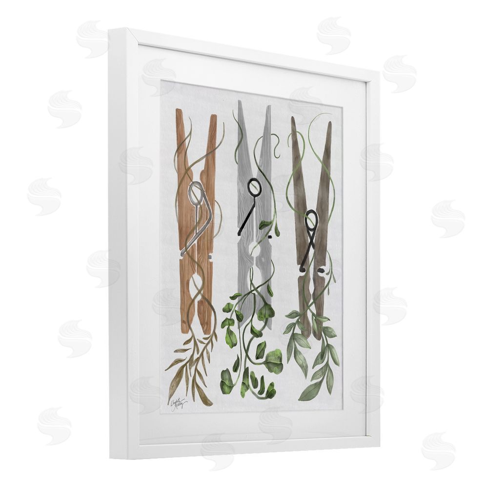 Sundance Graphics Ivy Wrapped Clothespins White Framed Print Under Glass Wall Art