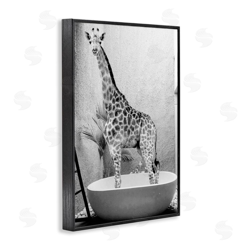 Sundance Graphics Safari Bath Standing Tall Black Framed Giclee Wall Art Print