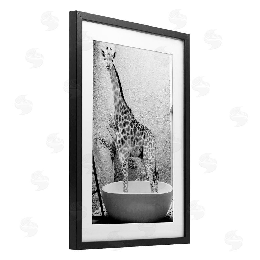 Sundance Graphics Safari Bath Standing Tall Black Framed Print Under Glass Wall Art