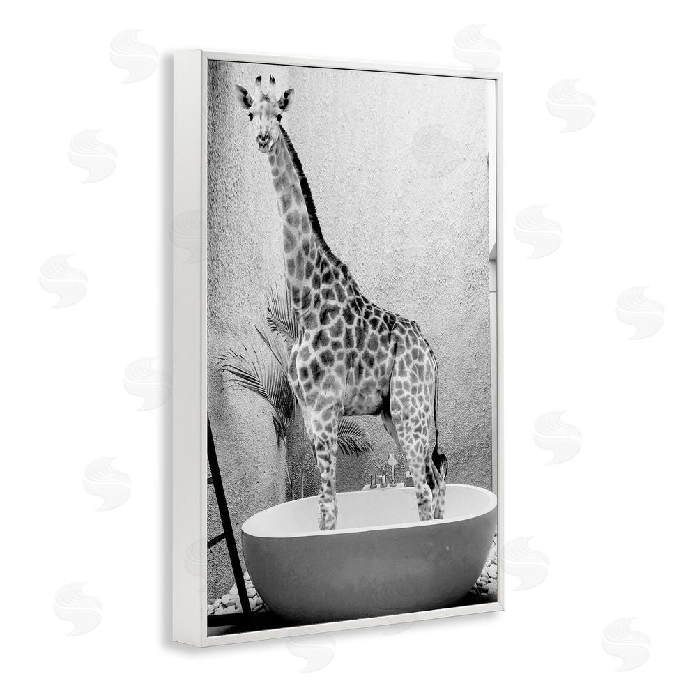 Sundance Graphics Safari Bath Standing Tall White Framed Giclee Wall Art Print