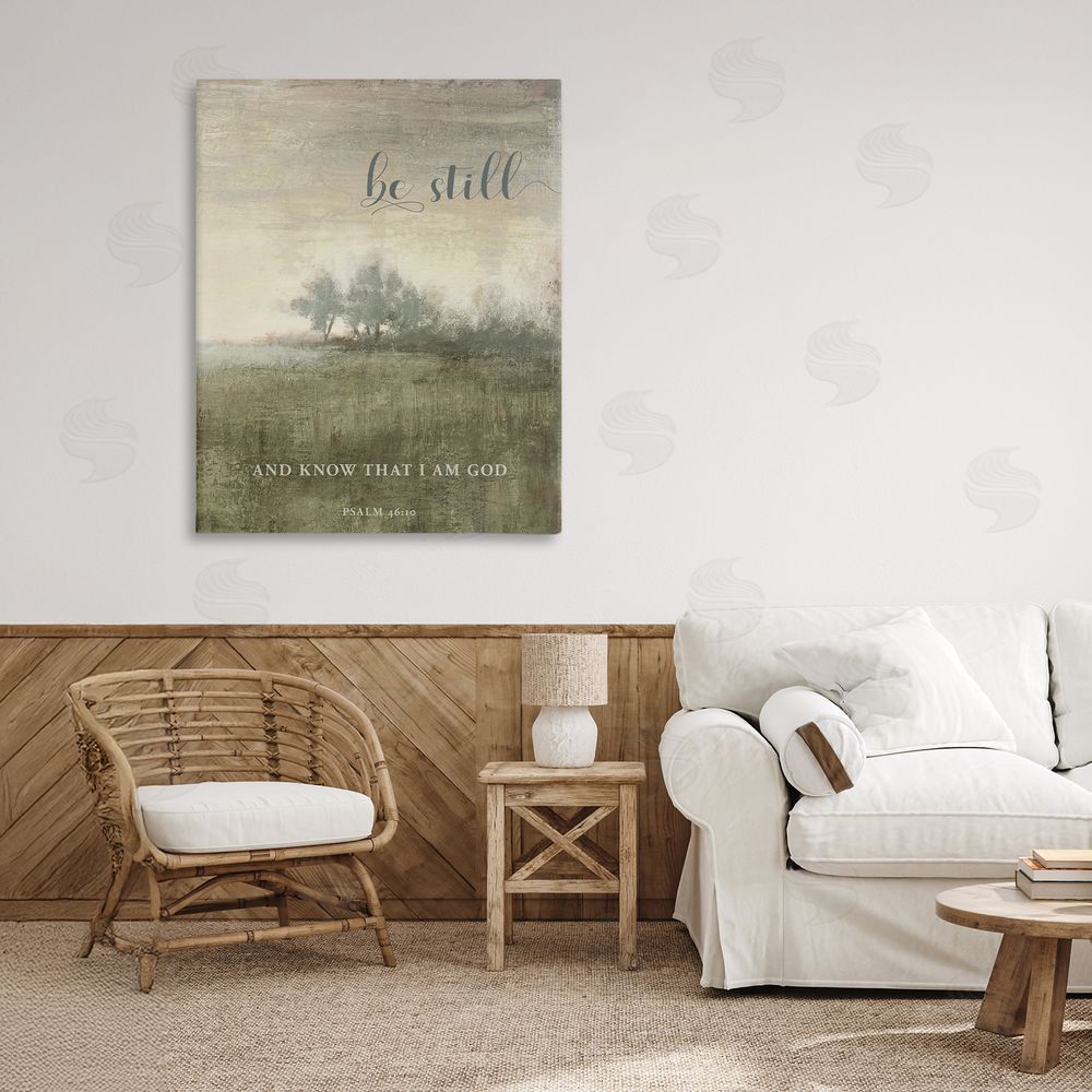 Sundance Graphics Be Still Psalm 46:10 Canvas Wall Art Print in Room