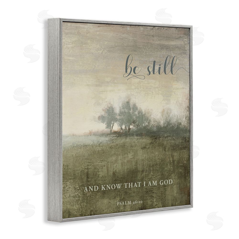 Sundance Graphics Be Still Psalm 46:10 Gray Framed Giclee Wall Art Print