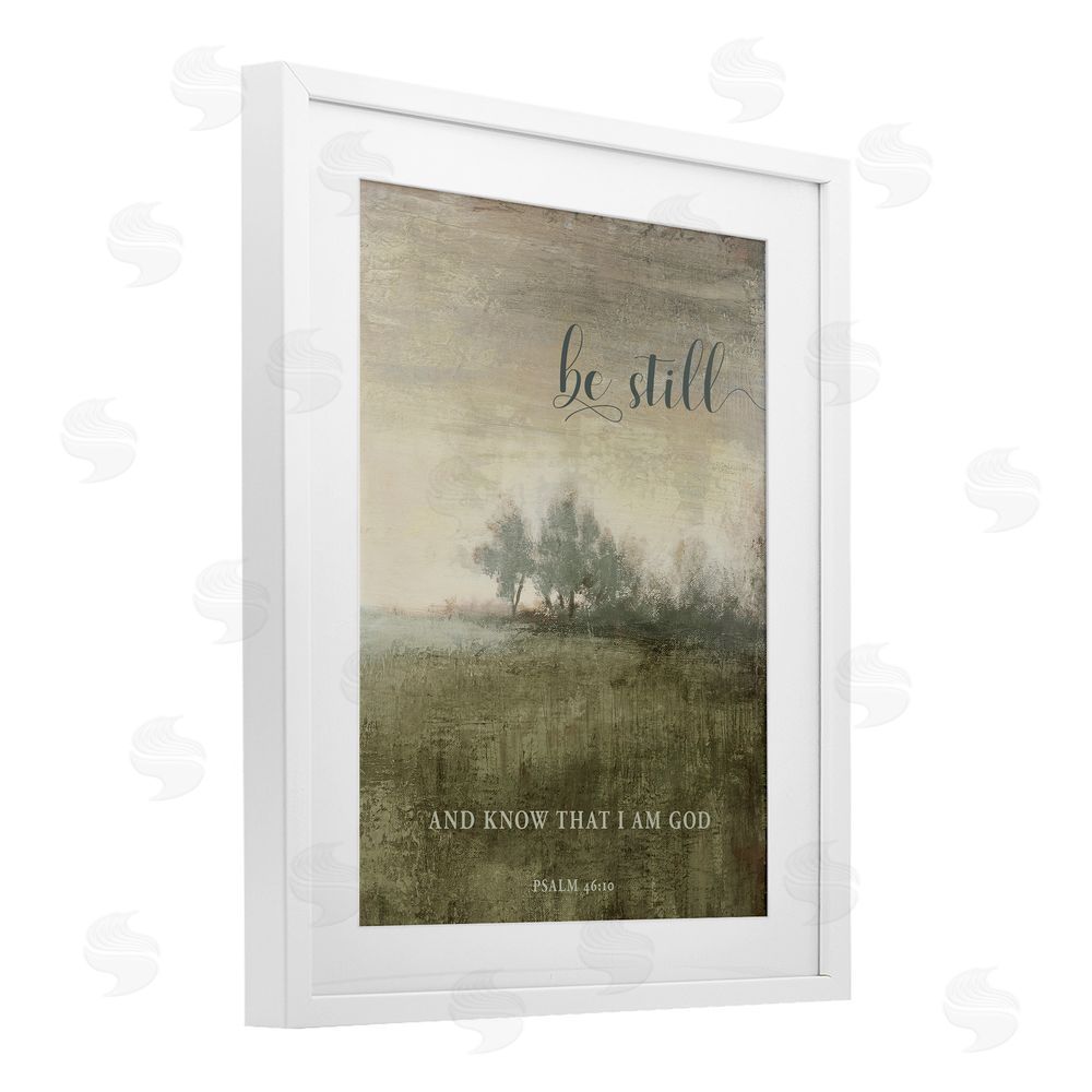 Sundance Graphics Be Still Psalm 46:10 White Framed Print Under Glass Wall Art