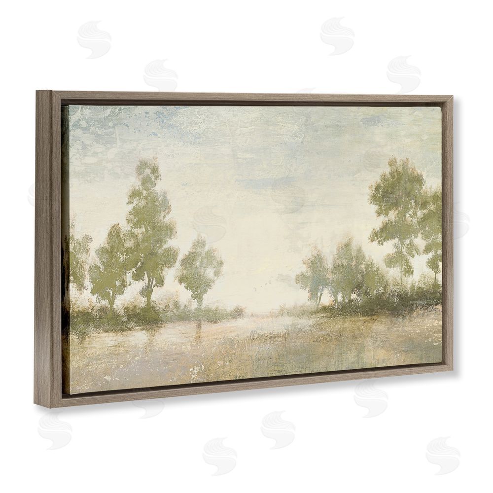 Sundance Graphics Forest Light Distant Valley Brown Floating Frame Canvas Wall Art Print