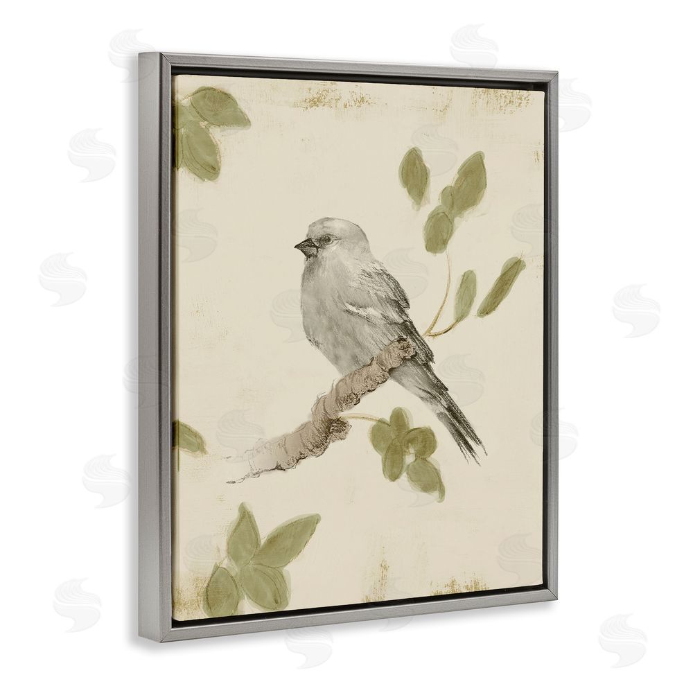 Sundance Graphics Bird Scene on Neutral Gray Floating Frame Canvas Wall Art Print