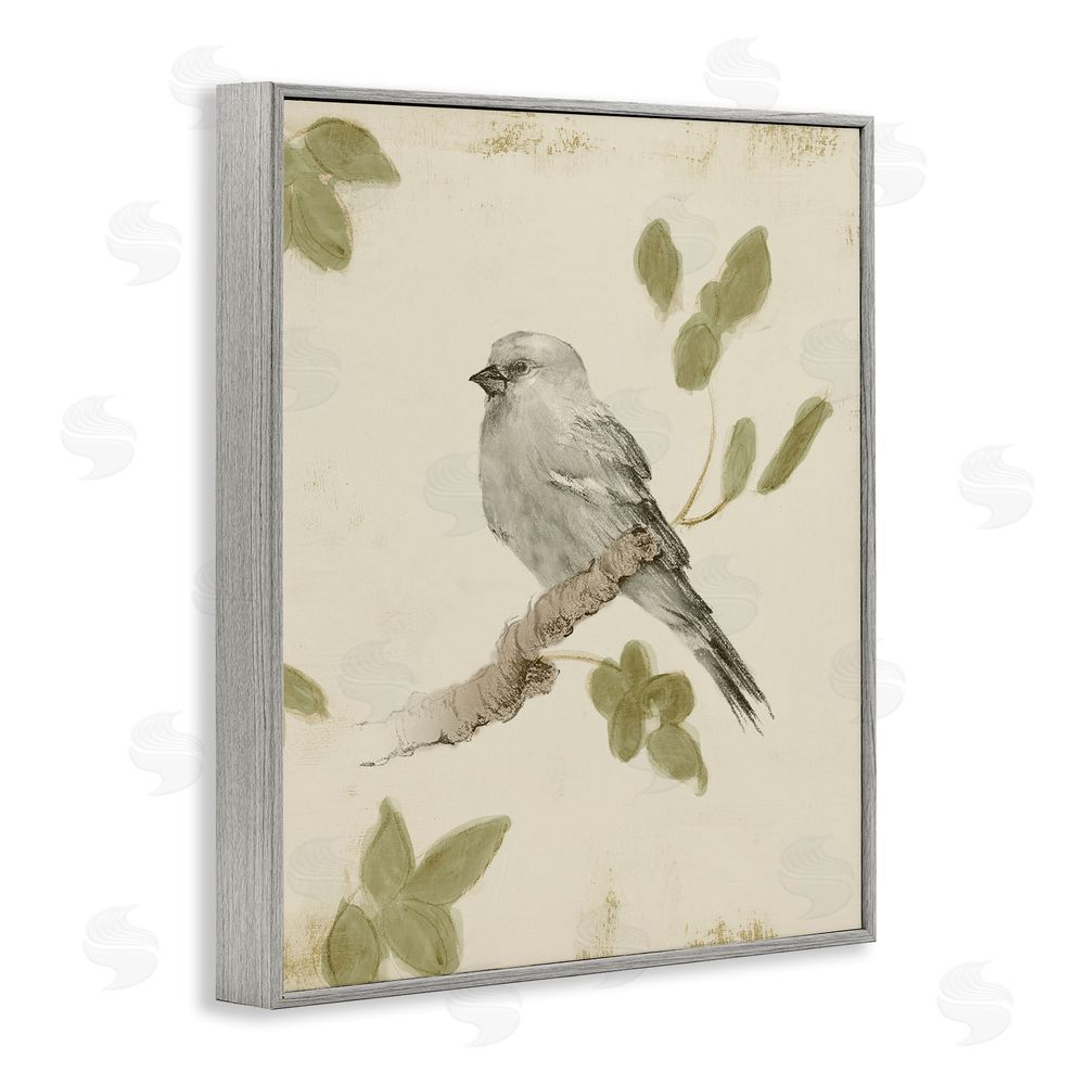 Sundance Graphics Bird Scene on Neutral Gray Framed Giclee Wall Art Print
