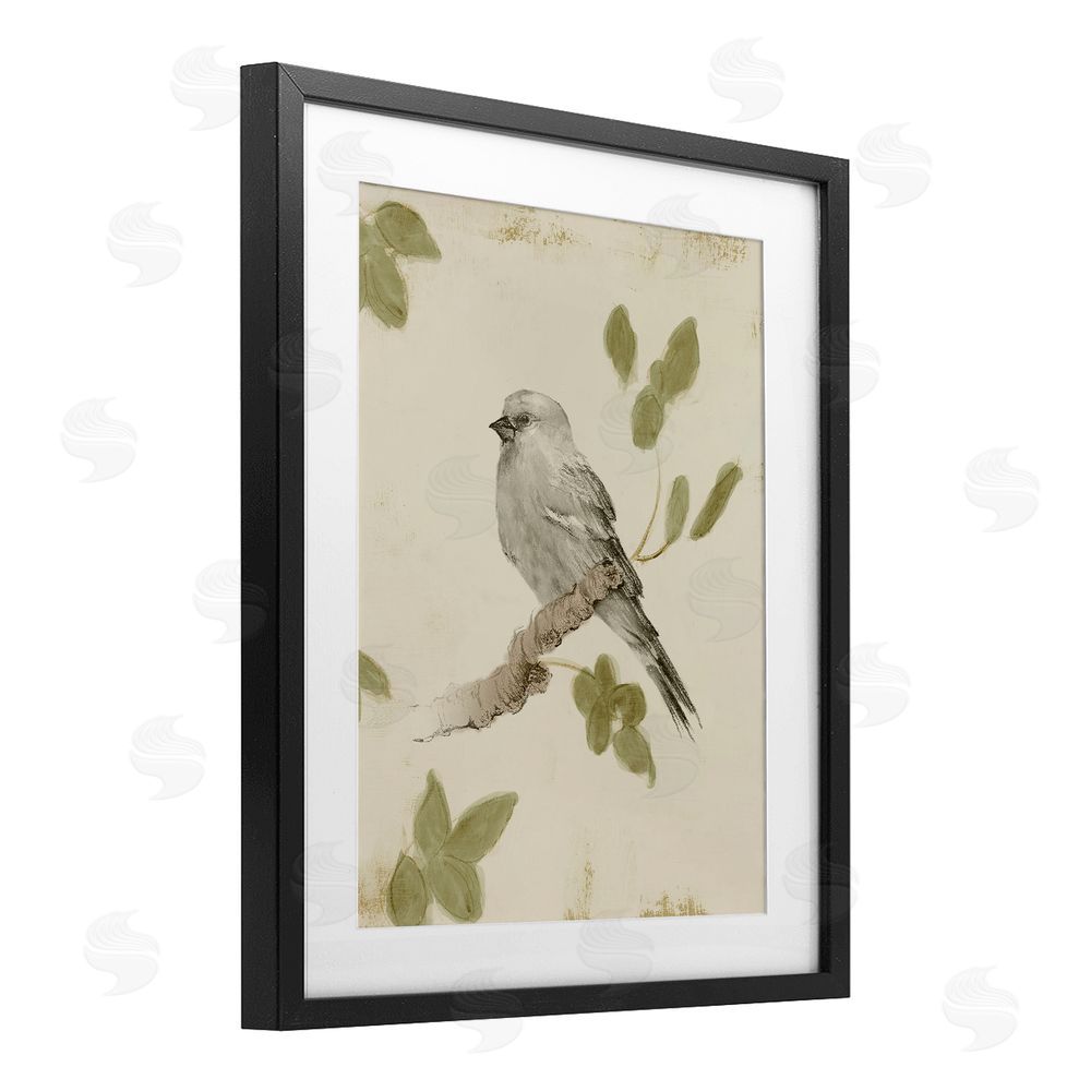 Sundance Graphics Bird Scene on Neutral Black Framed Print Under Glass Wall Art