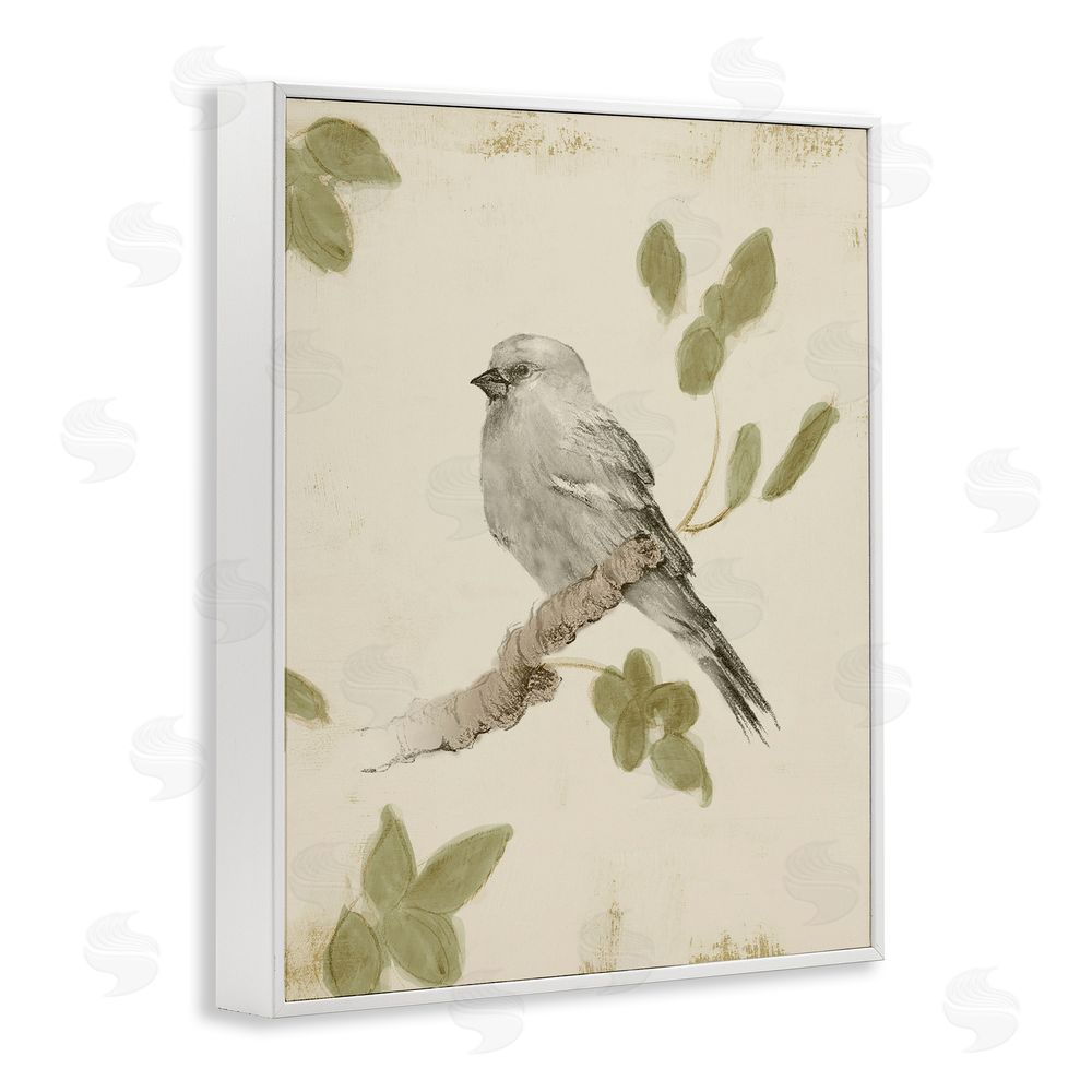Sundance Graphics Bird Scene on Neutral White Framed Giclee Wall Art Print