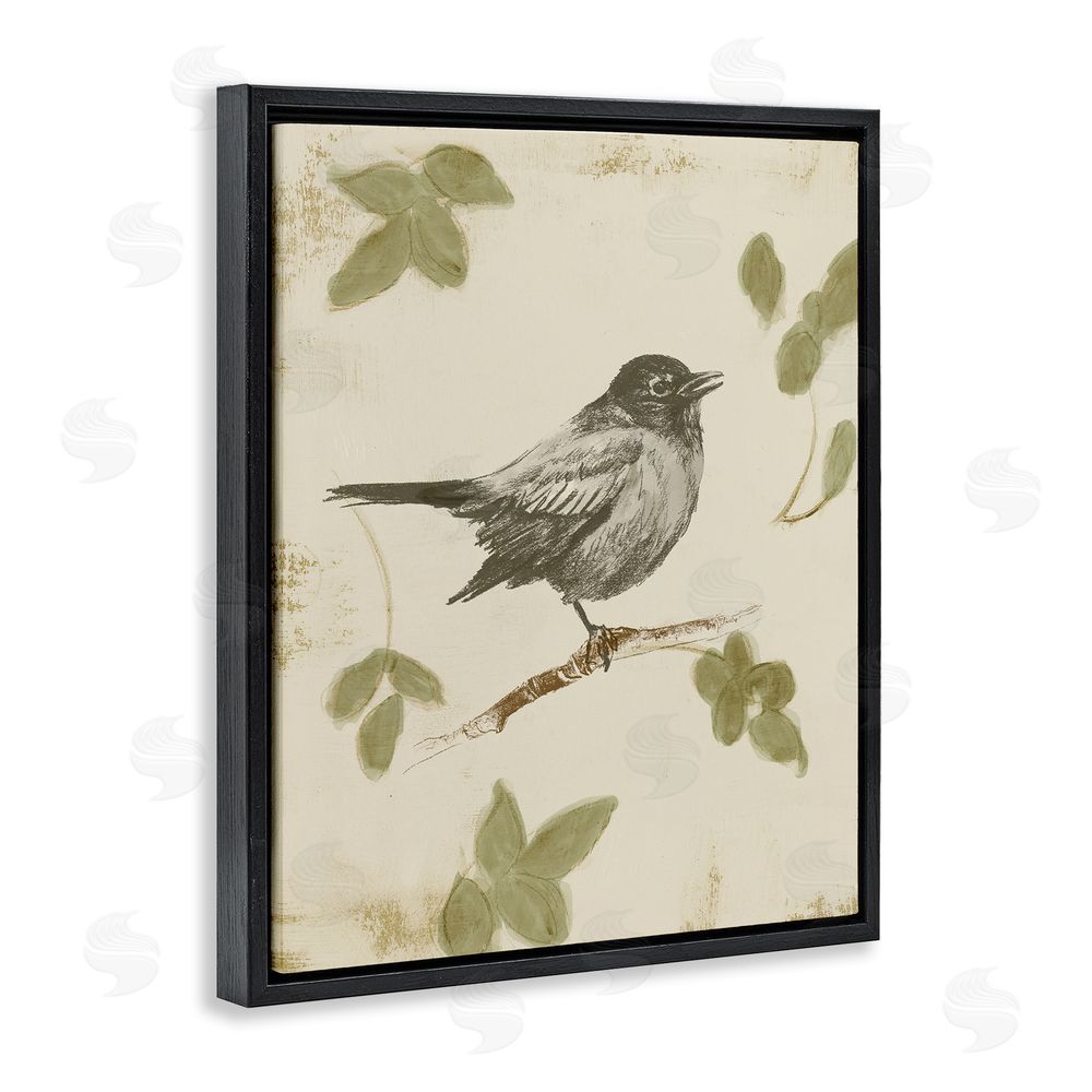 Sundance Graphics Bird Scene over Neutral Black Floating Frame Canvas Wall Art Print