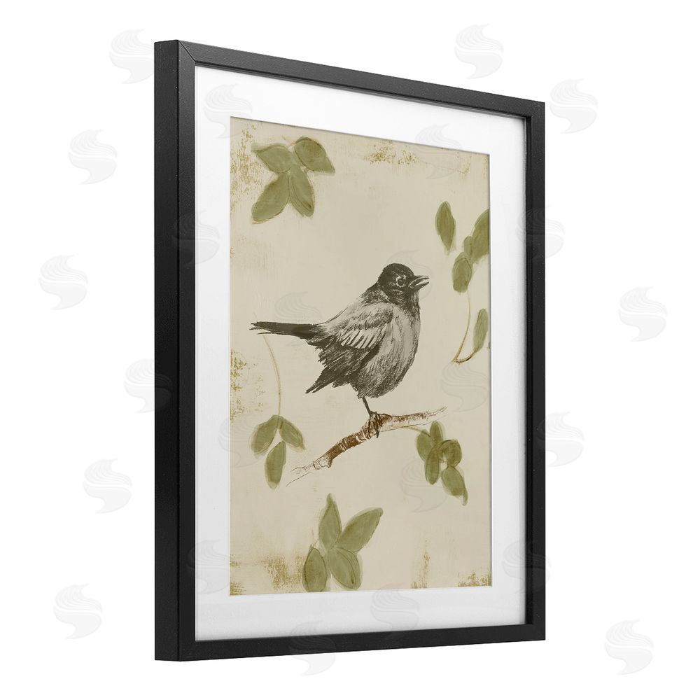 Sundance Graphics Bird Scene over Neutral Black Framed Print Under Glass Wall Art