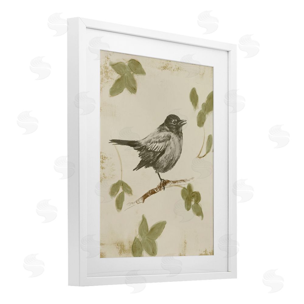 Sundance Graphics Bird Scene over Neutral White Framed Print Under Glass Wall Art